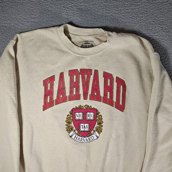 Harvard University Veritas Sweatshirt Womens Medium Beige Activewear College - Picture 2 of 8